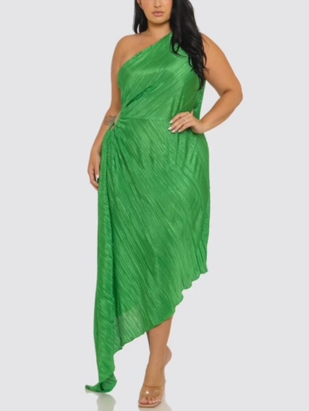Elle Emerald Allure Asymmetric Maxi Dress